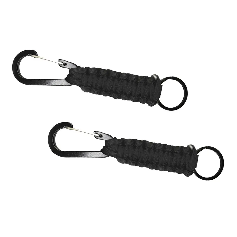 

2pcs Paracord Keychain With Carabiner Braided Outdoor Survival Lanyard Ring Hook