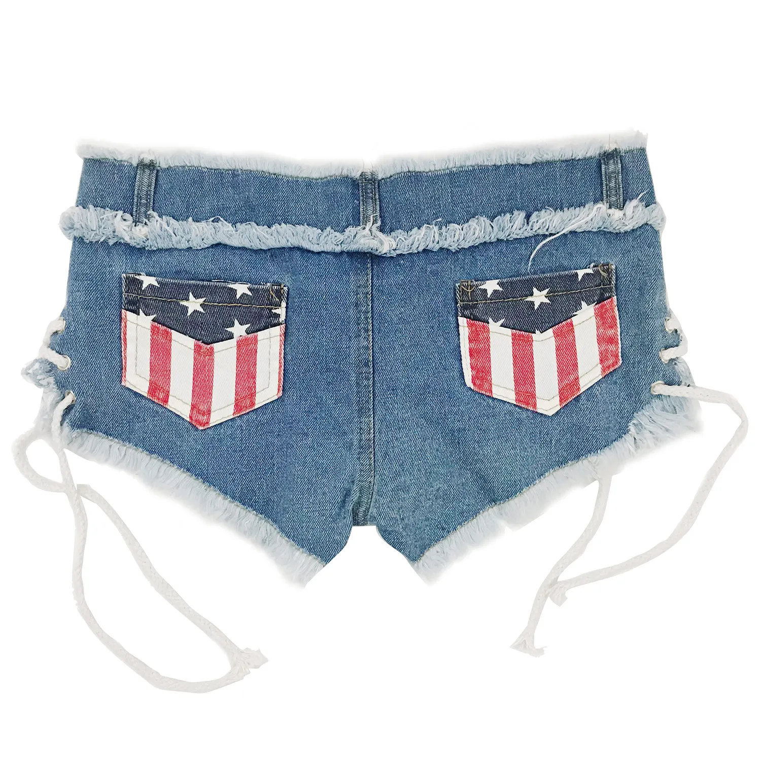 

New sexy summer ladies jeans shorts hot pants European and American jeans flag holes