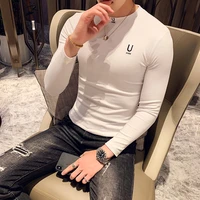 autumn and winter 2021 mens joint clothing long sleeved t shirt slim undershirt tight body shirt cotton