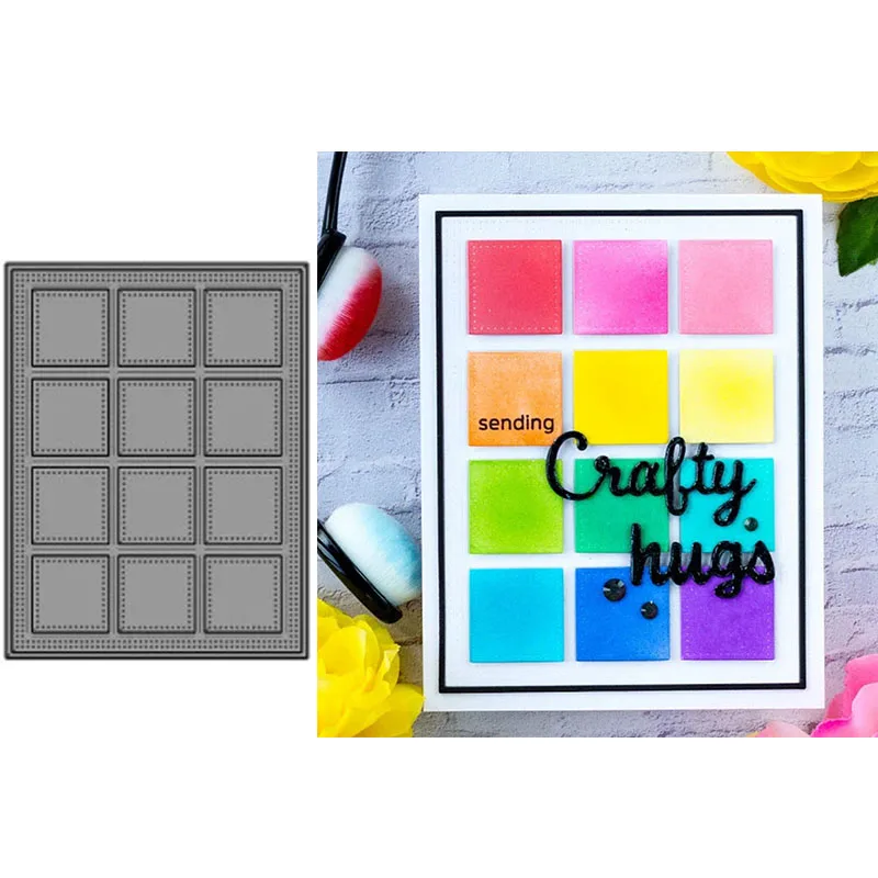 

dotted square frame set background metal cutting dies cut die mold for DIY Scrapbooking cards making crafts knife mould new 2020