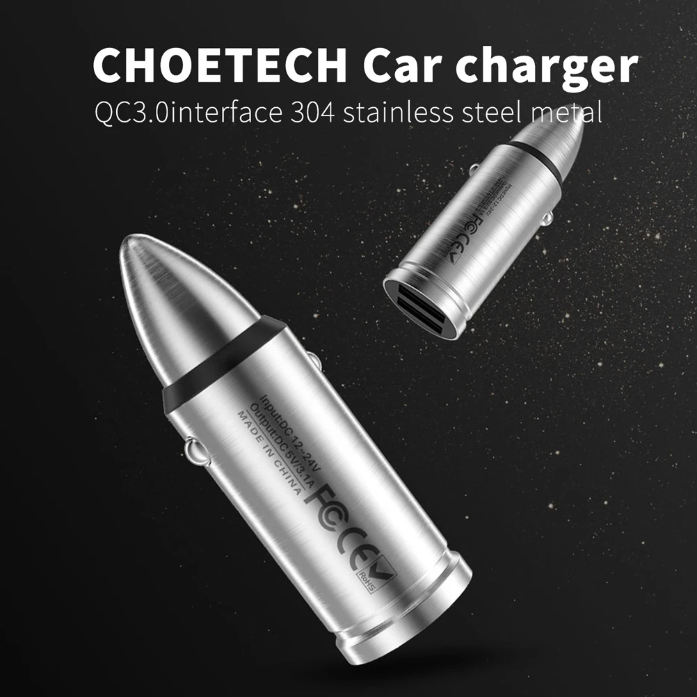 CHOETECH 5 V/3.1A двойное USB быстрое автомобильное зарядное устройство для Xiaomi Mi 9 huawei USB PD быстрое зарядное устройство для iPhone samsung Tablet автомобильное зарядное устройство