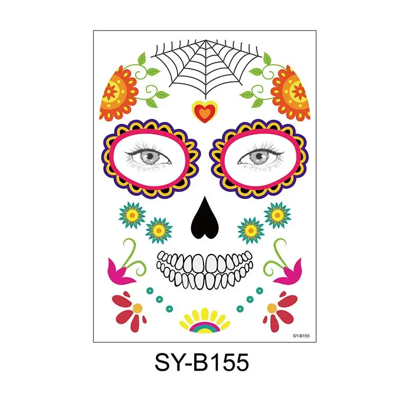 Набор водонепроницаемых наклеек на лицо Хэллоуин 8 шт. видов одноразовые