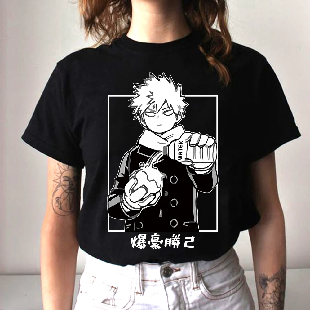 Японская Kawaii My Hero акадеa Bakugou Katsuki с коротким рукавом для женщин и мужчин повседневная забавная футболка