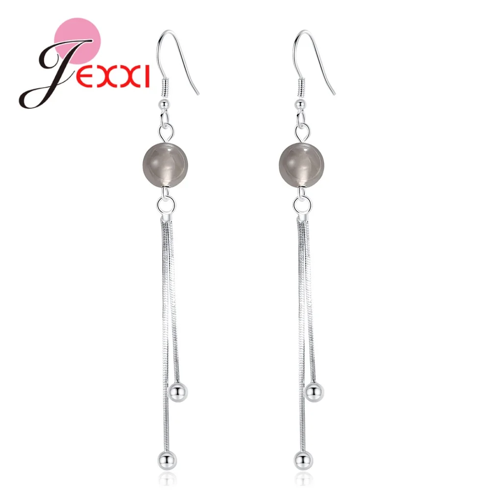 

Новинка, Длинная кисточка, цепочка, бусины из стерлингового серебра 925 пробы, висячие серьги для женщин, пирсинг, висячие серьги, свадебные у...