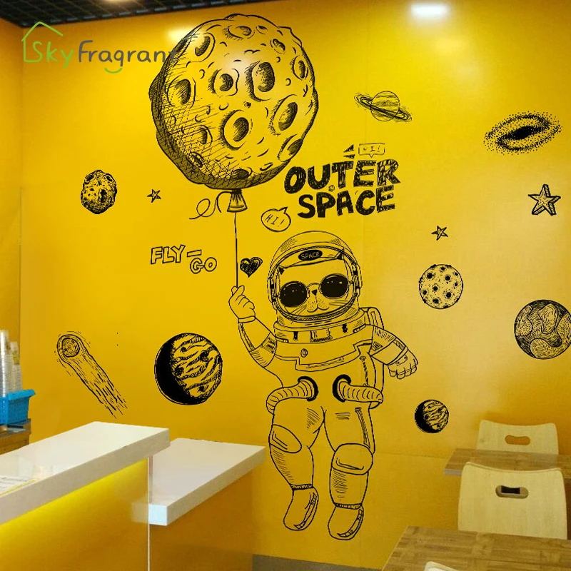 

Creative graffiti flying planet wall stickers home self-adhesive sticker boys room decoration bedroom living room wall decor