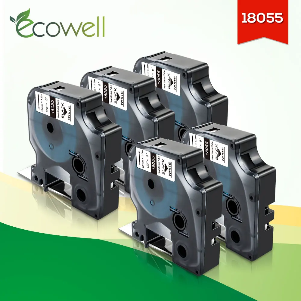Ecowell Совместимость с DYMO 18055 промышленные Rhino термоусадочные трубки этикетки 12 мм
