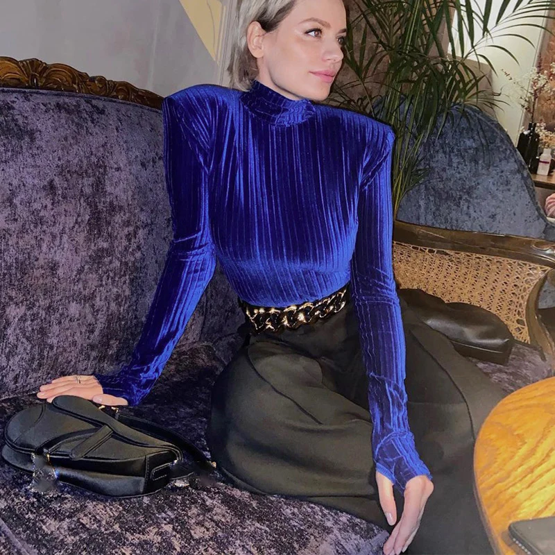 

Женское бархатное боди с длинным рукавом, Облегающая водолазка с открытой спиной, винтажная универсальная уличная одежда, весна-осень 2022