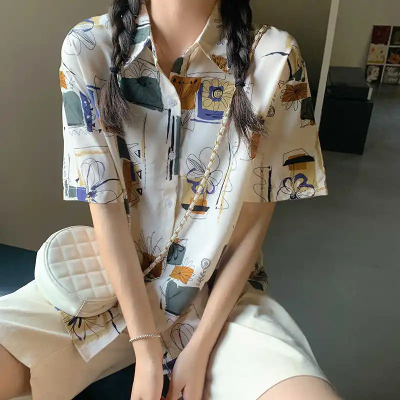 Реальная фотография Лето корейский новый принт граффити короткий