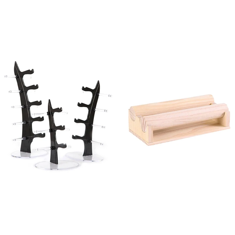

1 Pcs Solid Wood Bracelet Jewelry Display Stand & 3 Pcs Glasses Display Stand Sunglasses Display Stand
