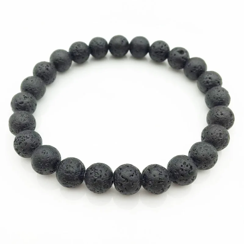 Браслет из вулканической лавы черный матовый браслет с бусинами подходит для
