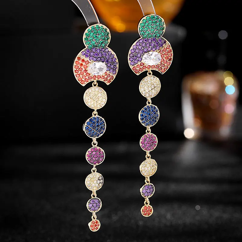 

Exaggerated Geometry Micro Zirconium Drop Earrings Luxury High-grade Long Tassel Dangle Earrings for Women Jewelry Accessories