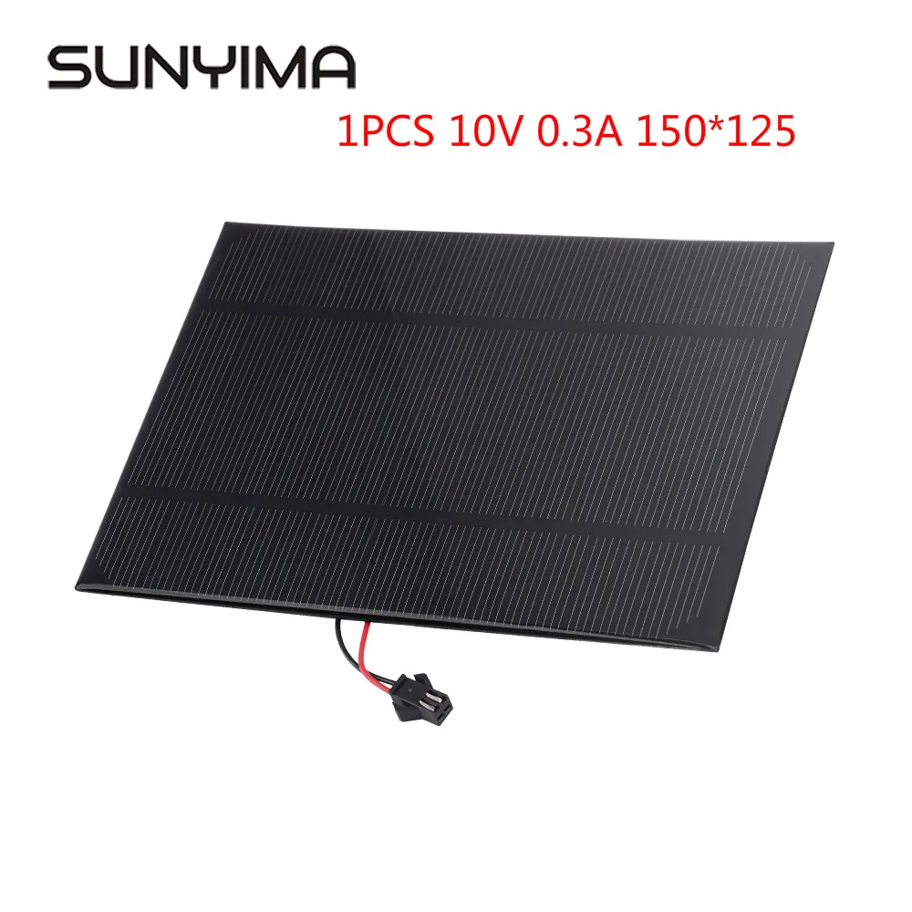 

SUNYIMA 10V 0.3A 150*125MM Solar Panel Monocrystalline Mini Sunpower Solar Cell DIY Photovoltaic Panel Battery Charge Module