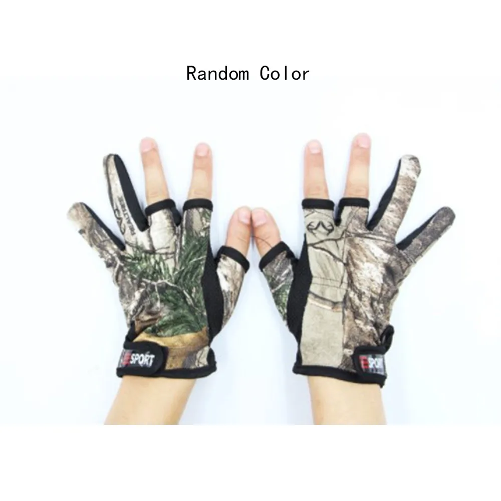 

1Pair Fishing Gloves Winter Camouflage Unisex Outdoor Anti-slip Waterproof Three Fingers Cut Angling Gloves Sports Accessories