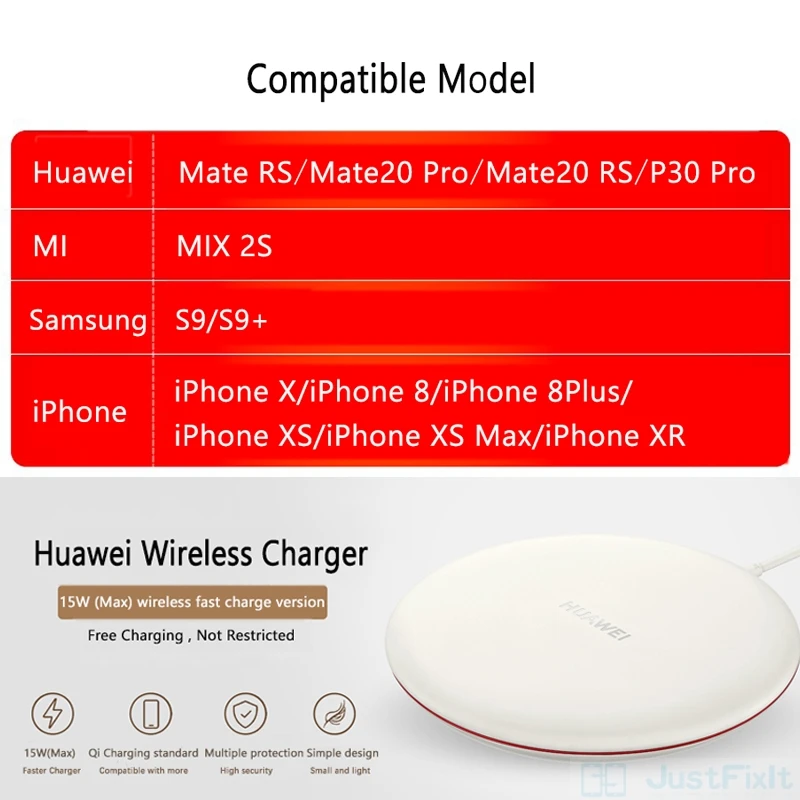 Беспроводное зарядное устройство Huawei 15 Вт CP60 27 CP61 суперзарядка для Mate 20 RS Pro iPhone X 8