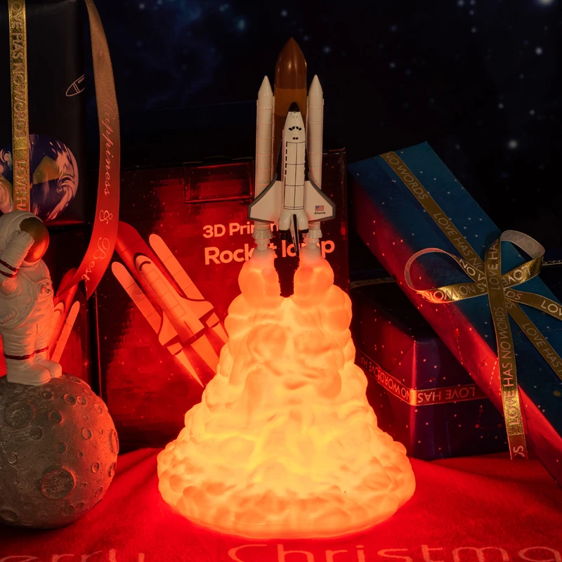 Новинка, Прямая поставка, 3D принт, Космический Шаттл, ночник, светильник для любителей космоса, Лунная лампа, ракетная лампа, украшение комнаты