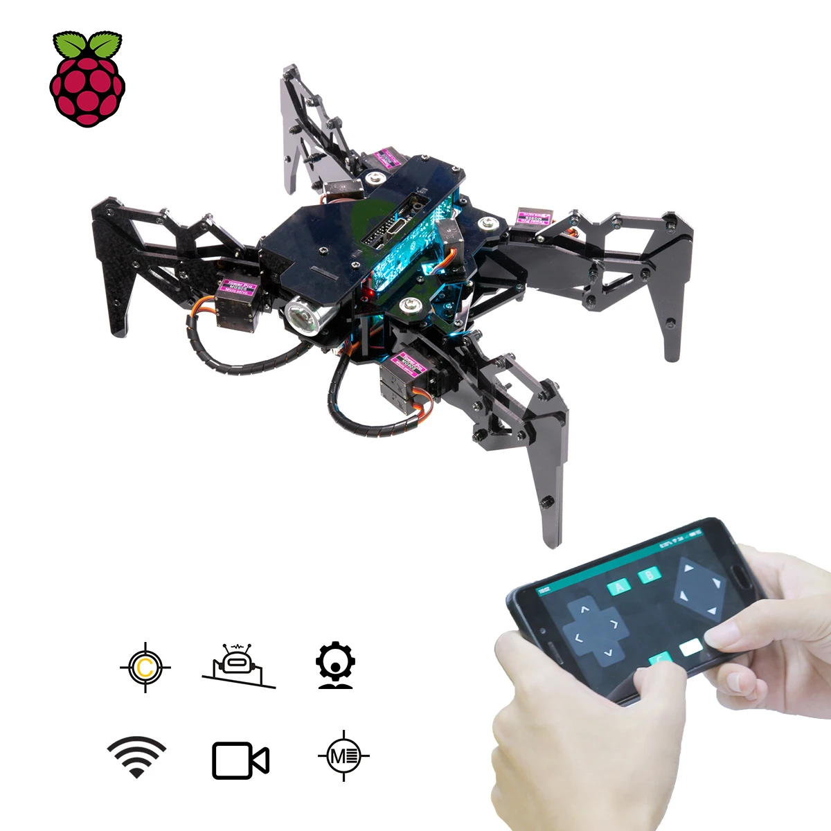 Verkauf Adeept DarkPaw Bionic Vierbeiner Spinne Roboter Kit Für Raspberry Pi 4/3 Modell B +/B/2B, STEM Krabbeln Roboter, OpenCV Tracking, Selbst-