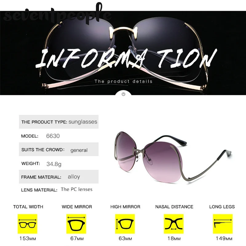 2020 негабаритные Круглые Солнцезащитные очки без оправы для женщин роскошные