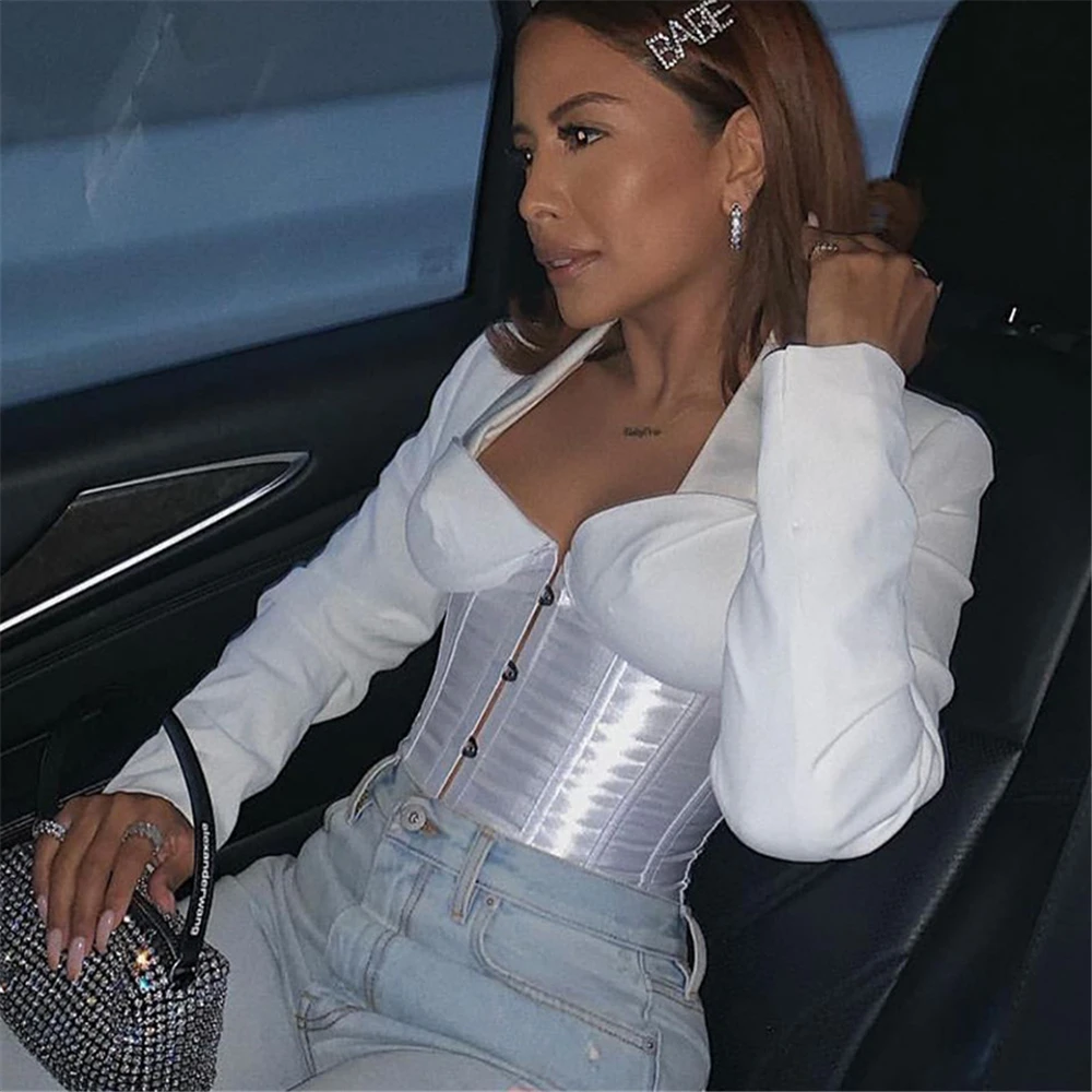 Женская Офисная футболка с длинным рукавом и V-образным вырезом | одежда