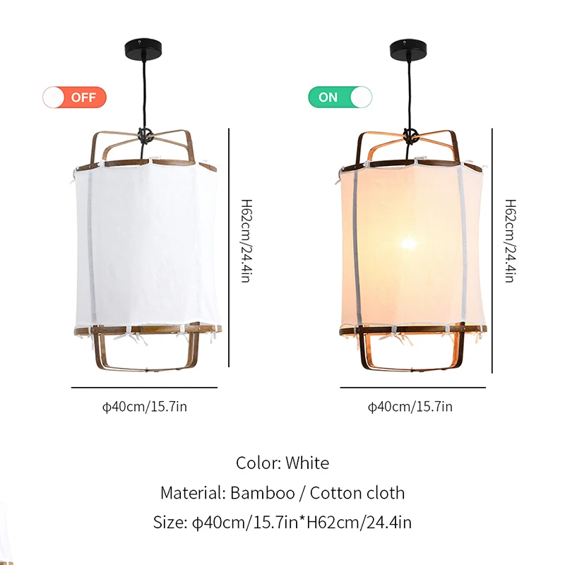 White cotton H62cm Скандинавские минималистичные подвесные светильники, осветительная льняная черная/белая бамбуковая Подвесная лампа для столовой, гостиной, спальни, Подвесная лампа - Цвет корпуса: White cotton H62cm