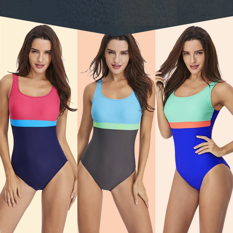 

Racing training sports color matching swimwear women's one piece swimwear sports training swimwear women's swimwear