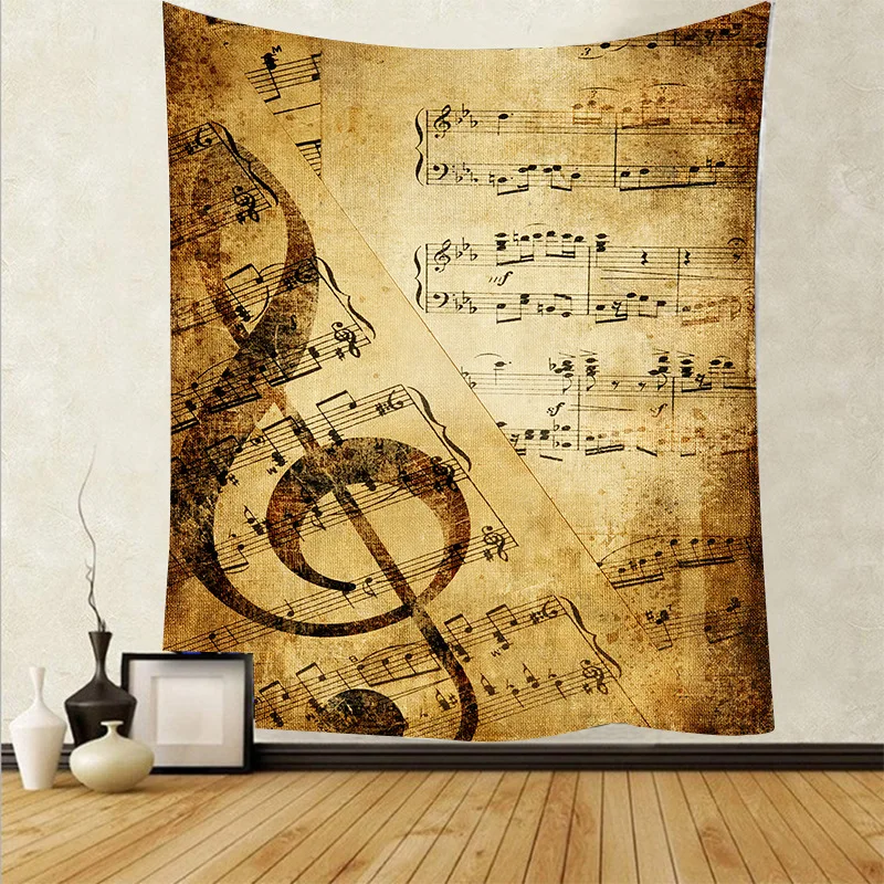 Настенный гобелен в скандинавском стиле с музыкальными нотами цветной