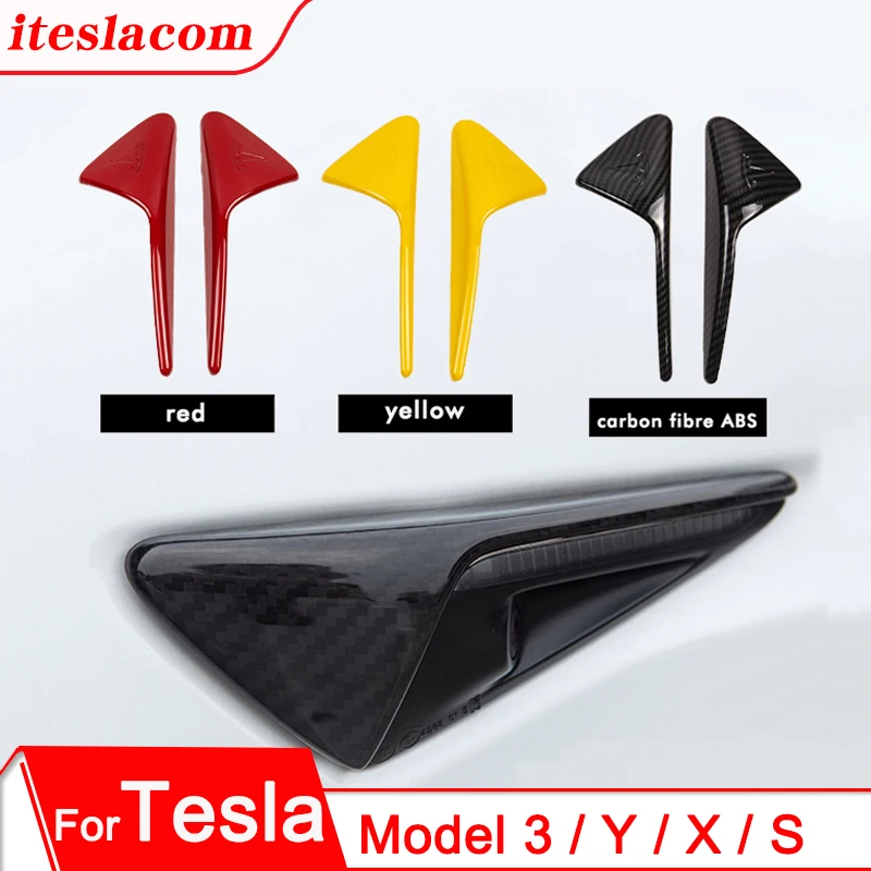 

Аксессуары для Tesla Model 3 Y S X, боковая Защитная крышка из углеродного волокна и АБС-пластика для камеры, модель с тремя стикерами для стайлинга ...