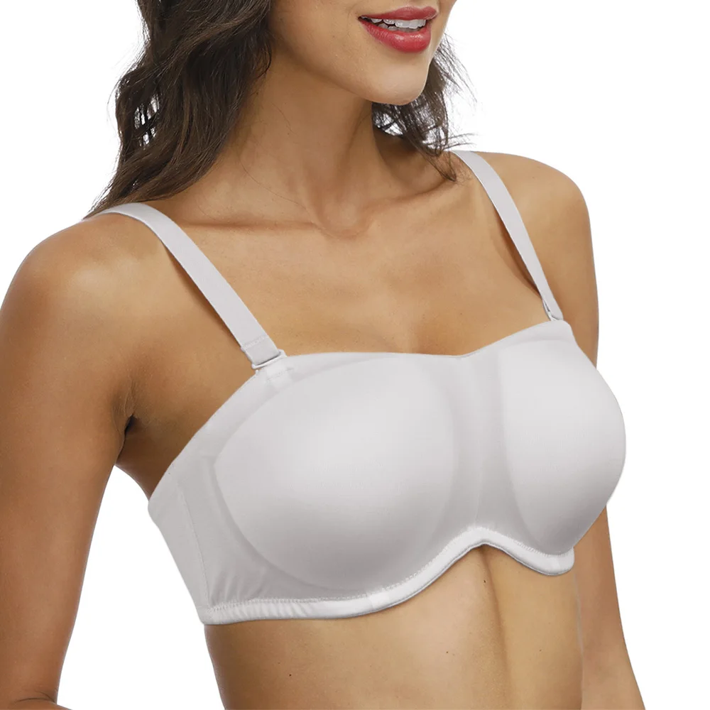 Женский бюстгальтер без бретелек Белый силиконовый с мягкой подкладкой размеры A