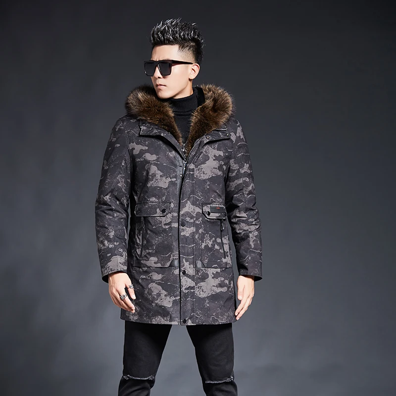 DK зимние Утепленные парки из меха норки с жемчугом Мужская зимняя теплая одежда