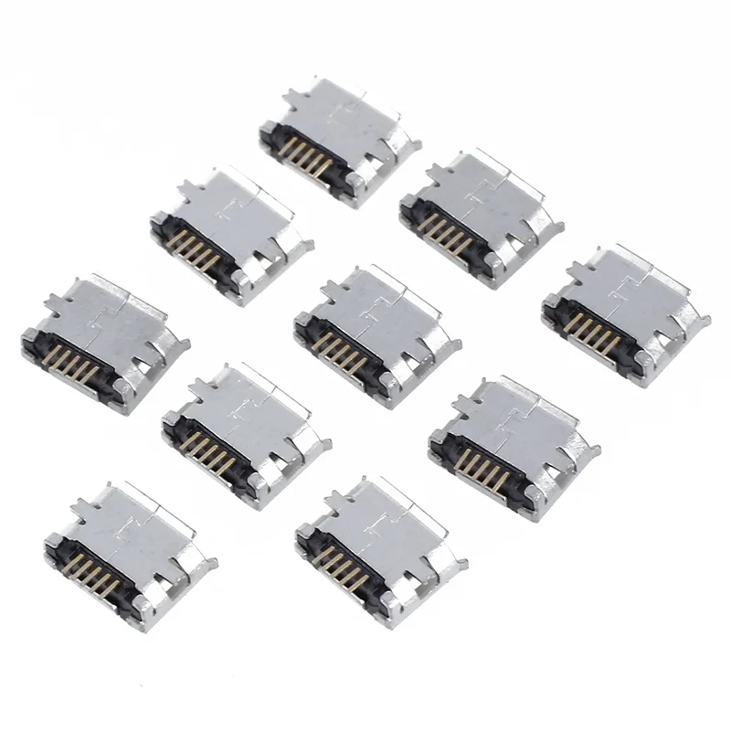 10 x Micro USB разъем Jack PCB SMD крепление Серебро|Соединители| |