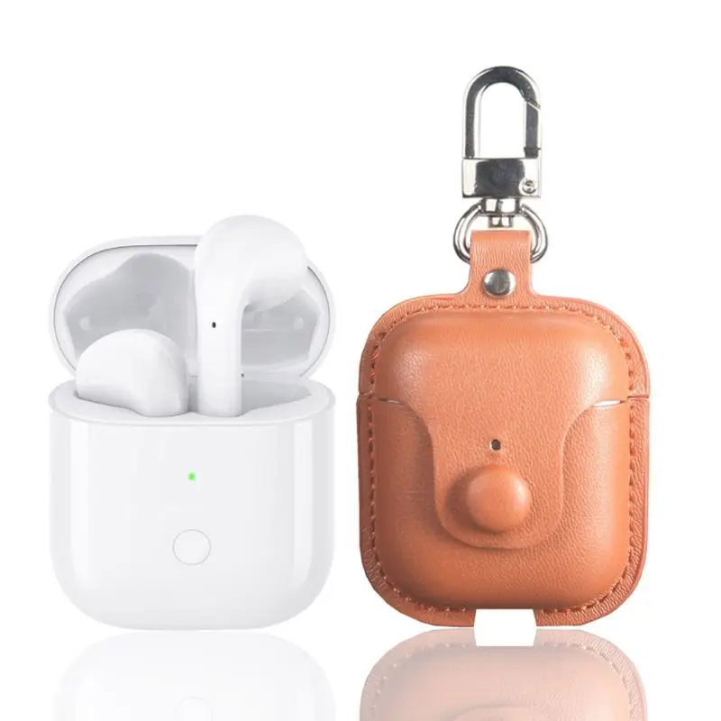 Кожаный чехол для Realme Buds Air портативный защитный с цепочкой ключей 95AF|Аксессуары