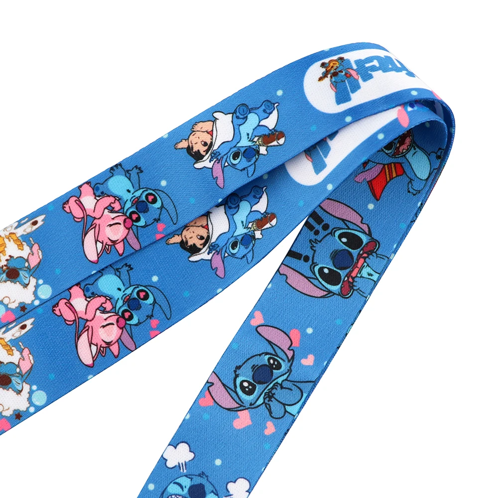 yq571 new arrival disney cute stitch lanyard id card cover campus badge holder cartoon phone rope neck strap keychain jewelry free global shipping