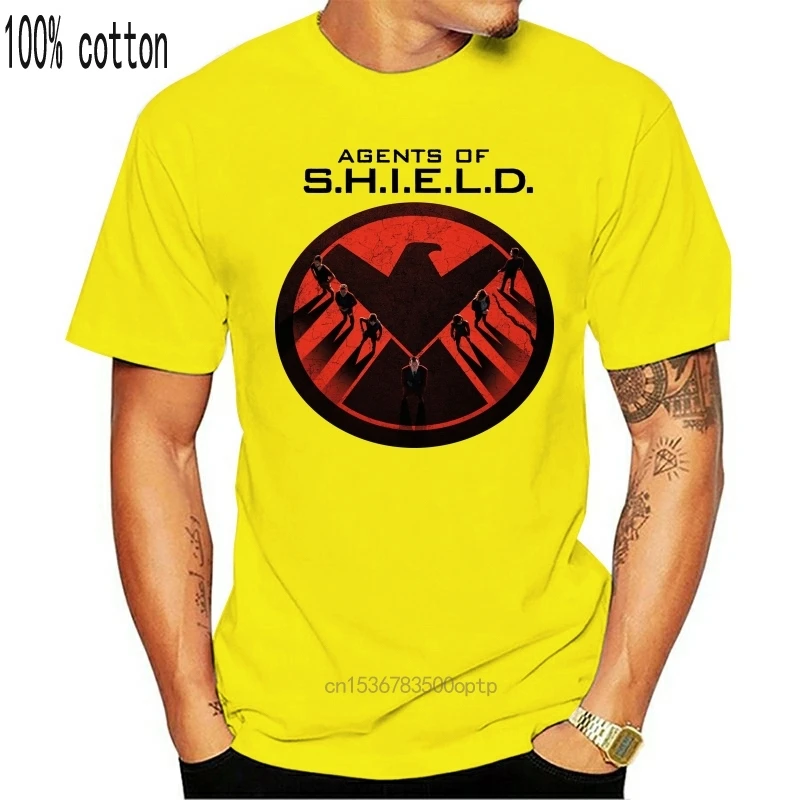 Следующий стиль мужские Агенты S.H.I.E.L.D. Черная футболка с логотипом SHIELD модная