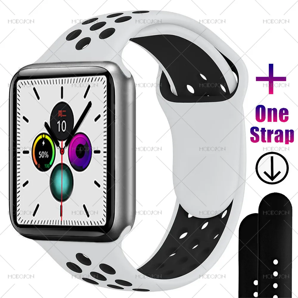 Black White Black MODOSON Смарт-часы iwo 12 Series 5 ЭКГ монитор сердечного ритма 30 циферблатов 44 мм 40 мм часы SmartWatch iwo 11 для Apple iphone Android - Цвет: Black White Black
