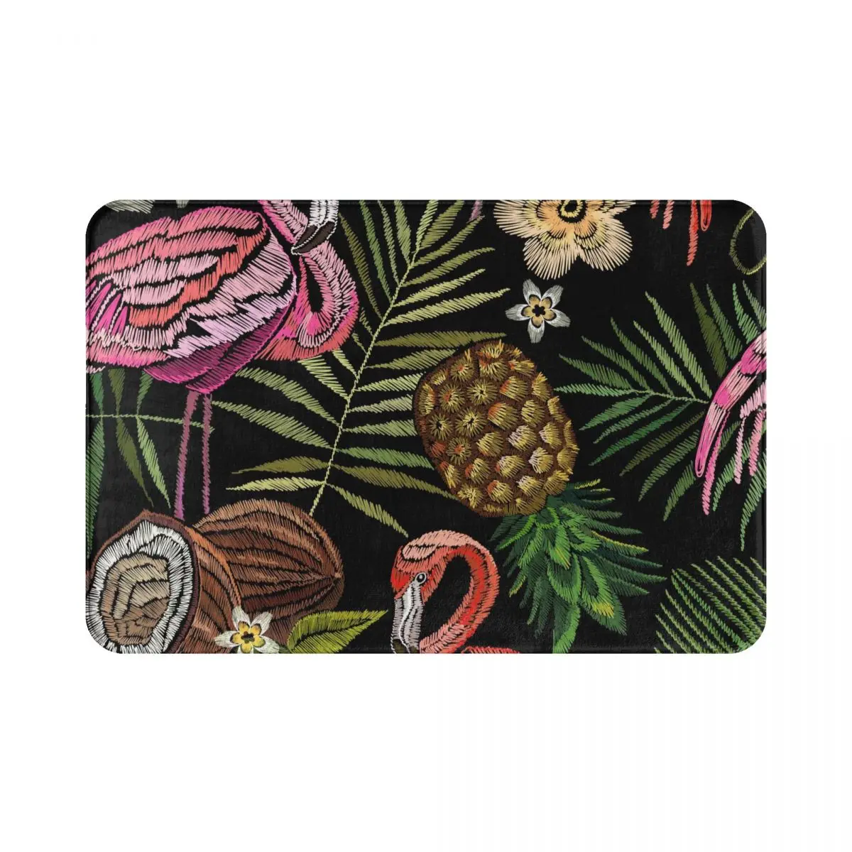 Коврики для дверей с вышивкой тропический фламинго пальма листья ананас