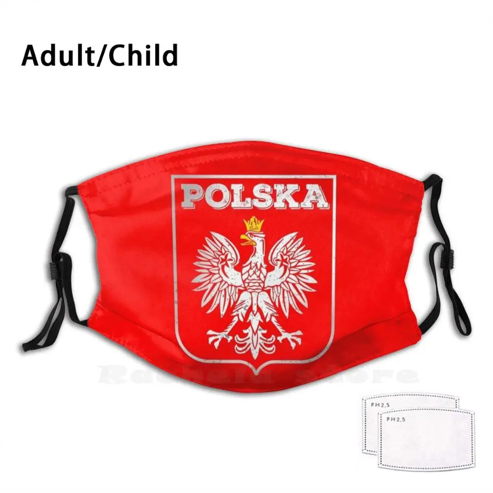 

Vintage Polska Logo Retro Eagle Polish Pride Poland Gear Funny Print Reusable Pm2.1507 Filter Face Mask Polish Pol Polska