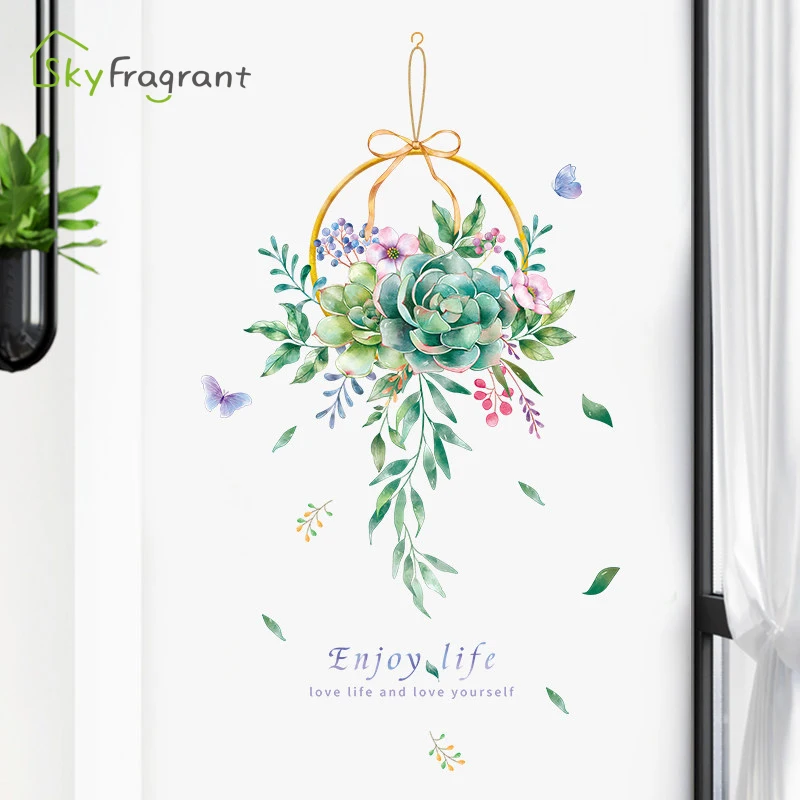 

Creative Plant Flower Wall Stickers For Living Rooms Background Wall Decorations Bedroom Home Decoration Self Adhesive Stickers