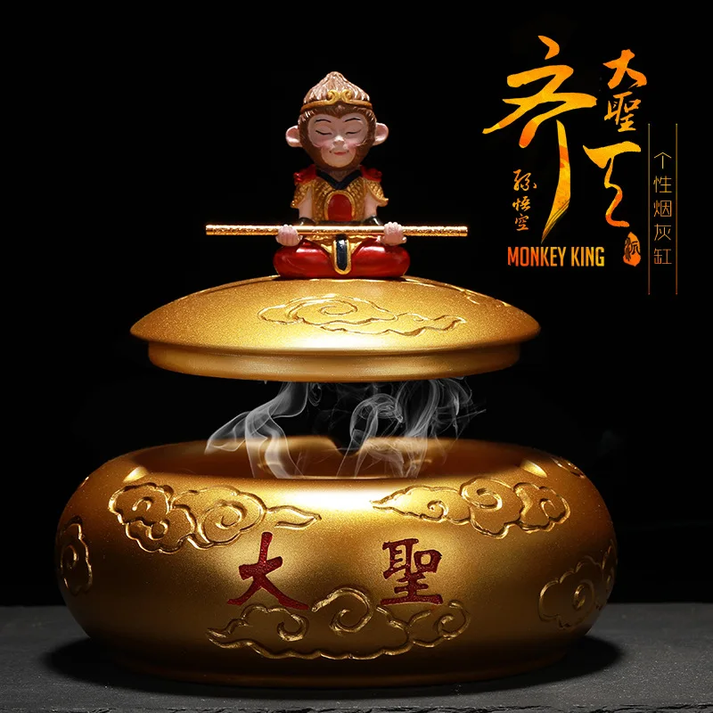 

Домашняя пепельница Wukong, креативный тренд для дома, гостиной, пепельница против Нахлыста в китайском стиле ретро, пепельница против Нахлыст...