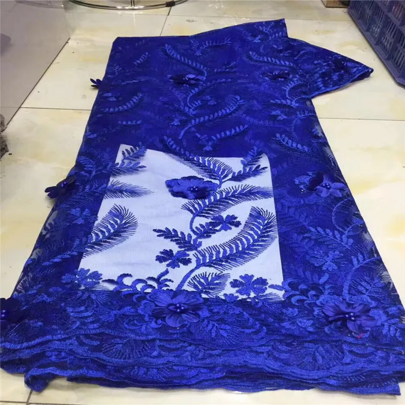 2019 High Quality African Lace Fabric Teal beads Applique French Tulle 3D flower For Nigerian Wedding Dress | Дом и сад