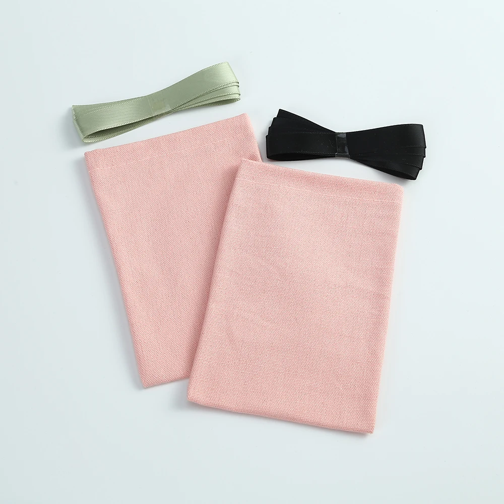 50pcs Pink Cotton Burlap Jewelry Bag Packing with Ribbon Organizer Wedding Christmas Party Candy Gift Bag Custom Logo Display