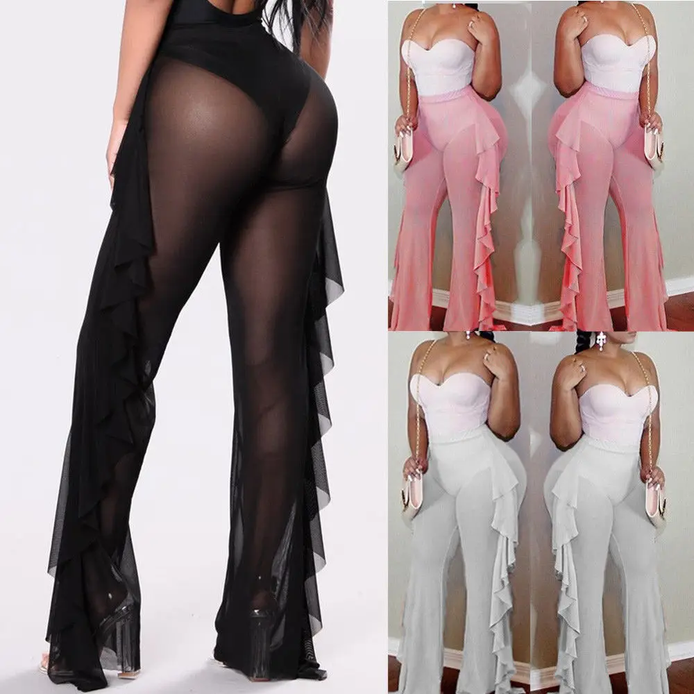 Сексуальные трусики для плавания с рюшами прозрачные сетчатые купальные штаны