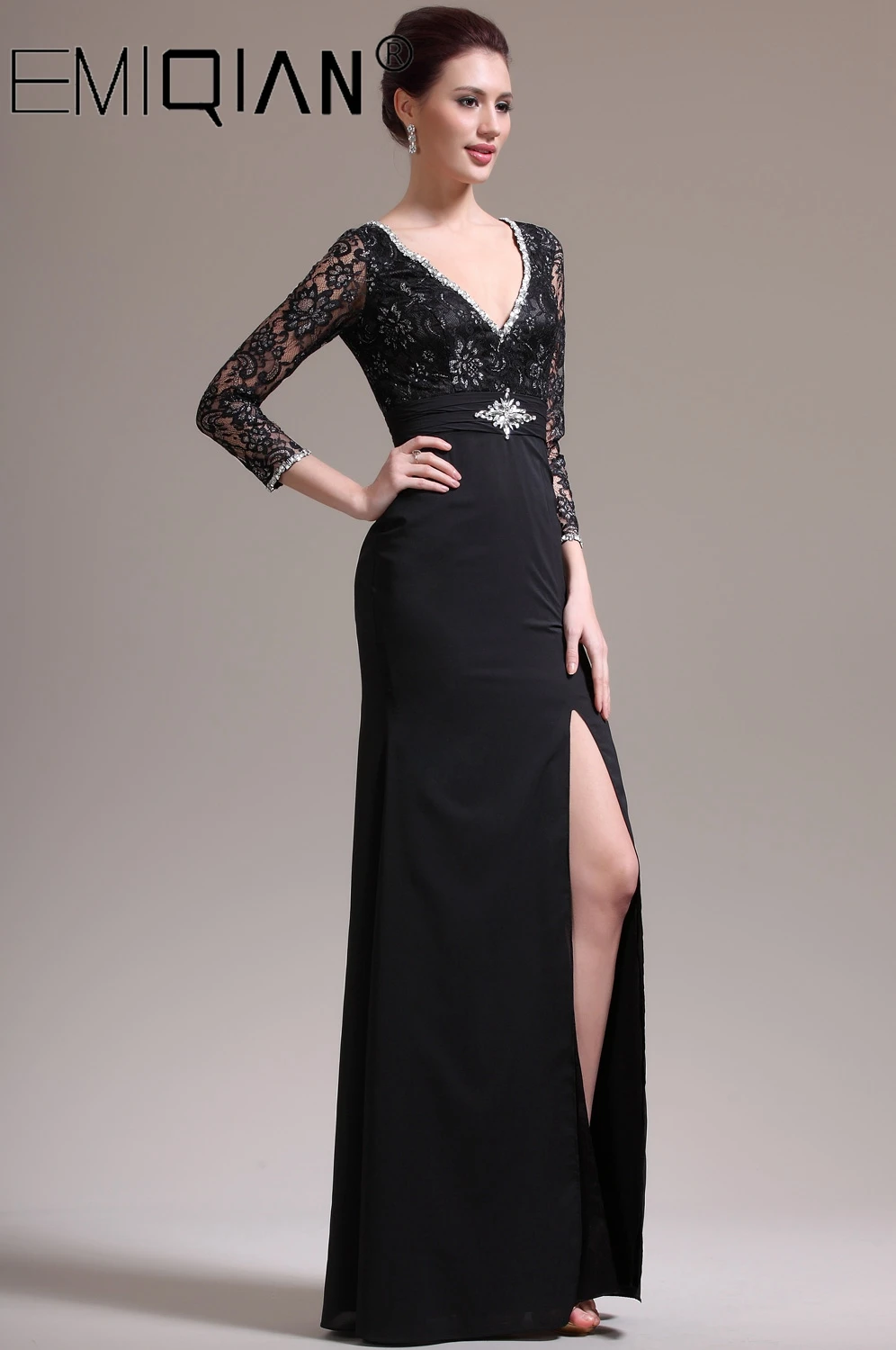 Gorgeous V Neck 3/4 Sleeves Black Chiffon &amp Lace Mother of the Bride Dress | Свадьбы и торжества