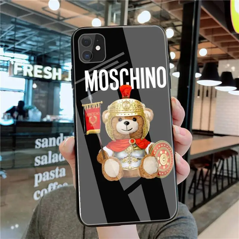 

Luxury Italy Luxury Brand-Moschino Bear Tempered Glass For Iphone6plus 6S 7 7plus 8 X XS XSmax XR 11 12 Pro Max 12mini