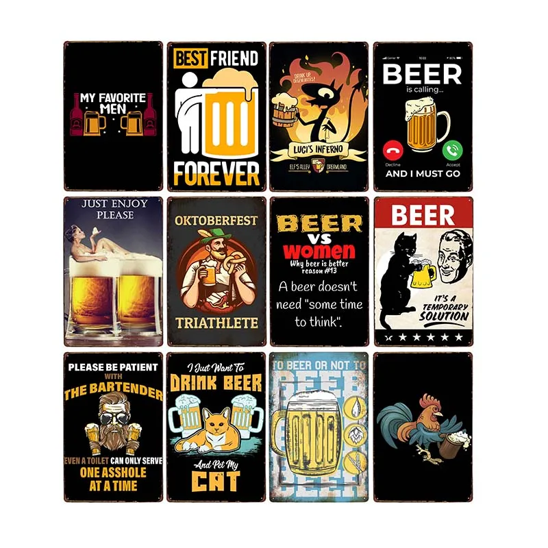

Vintage Decoration Beer Brewing Drinks Signs Metal Plates Club Accessories Shabby Chic Decor Bar Cafe Wall Plaque Poster 20x30CM