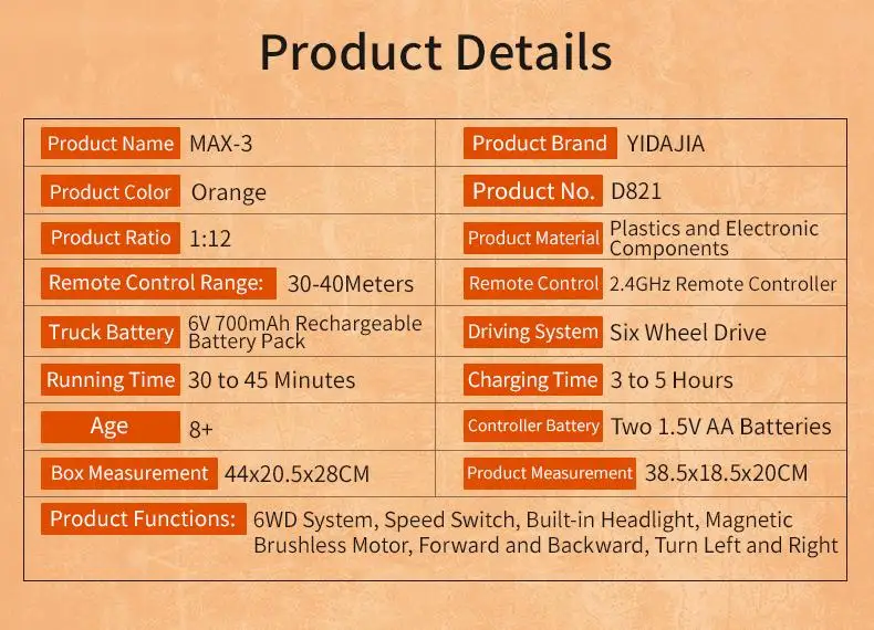 

1:12 2.4G Car Toy 6 Wheels Six Wheel Drive Remote Control Vehicle Model