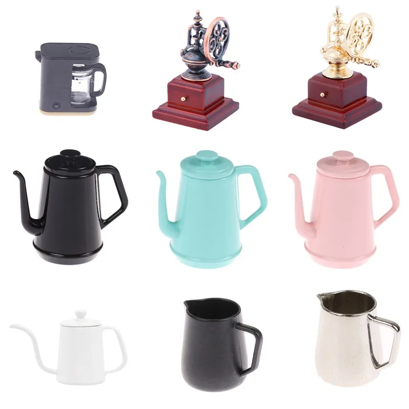 

1:12 миниатюрная кофеварка для кукольного домика, кухонная кофеварка, кофейник, украшение для кукольного домика