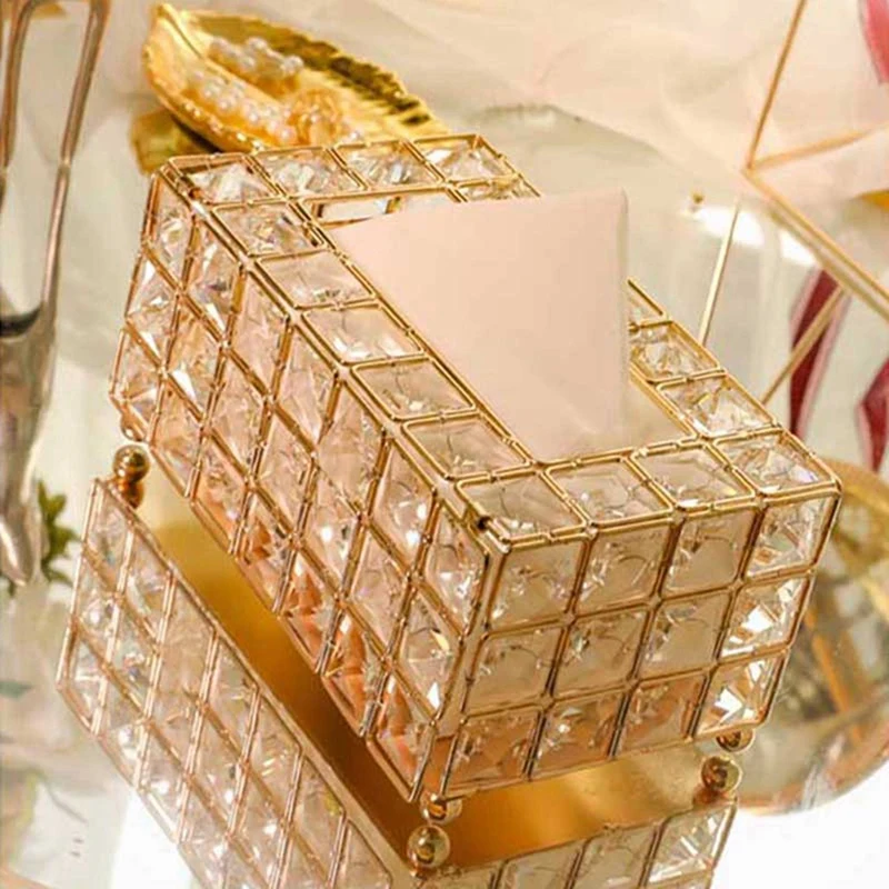 

2 Pcs Style Metal Crystal Tissue Box Removable Tissue Tissue Napkin Holder Gold & Silver