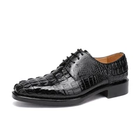 hulangzhishi new crocodile men dress shoes lace up crocodile leather shoes pure color business men formal shoes