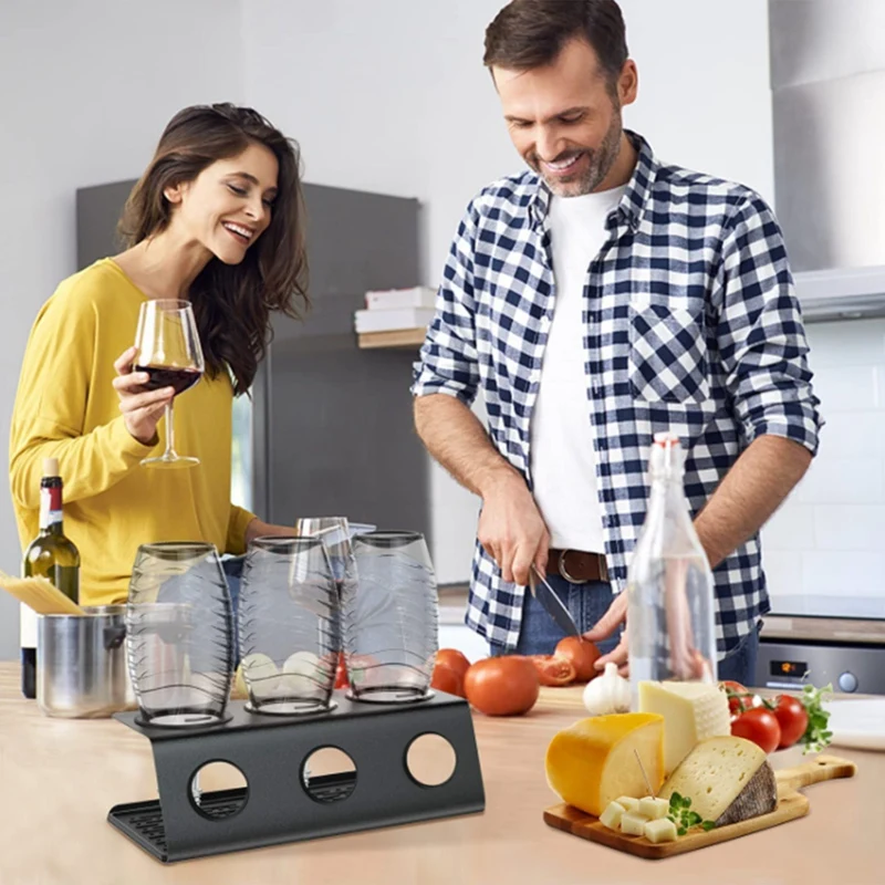 

Stainless Steel Soda Bottle Holder,3-Hole Soda Bottle Drain Rack Compatible with Soda Bottles with Silicone Drain Pad
