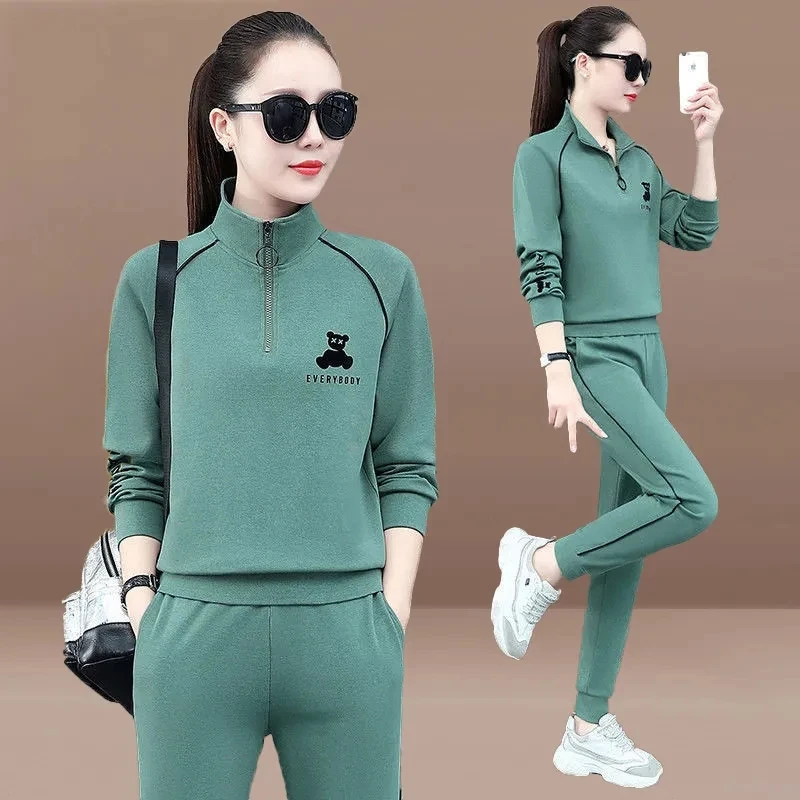 Костюм спортивный женский с принтом модный Повседневный пуловер и штаны для бега