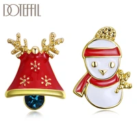 doteffil 925 sterling silver18k goldrose gold christmas snowman bell earrings charm women fashion jewelry wedding party gift